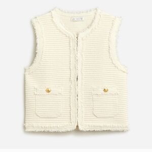 J. Crew Cream Textured Fringe Vest